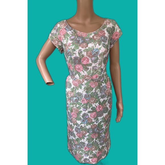 60s Floral Lace Dress Summer Party Vintage 36 30 40 - Picture 1 of 7